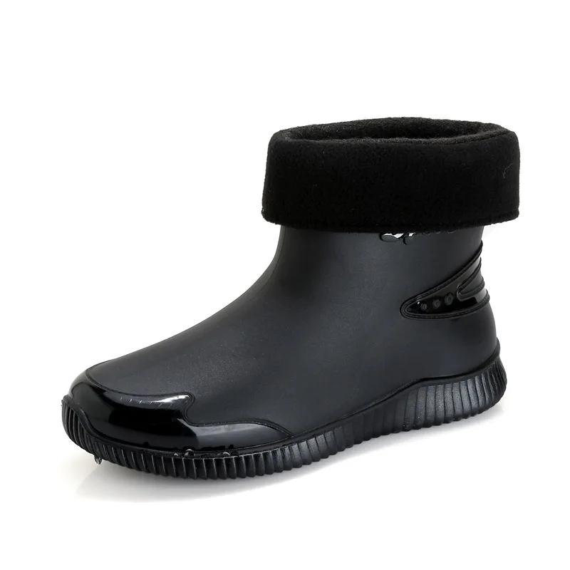 Черные мужские резиновые сапоги весна-осень мужские ботильоны водонепроницаемые для рыбалки болотная обувь автомойка рабочая обувь слипоны пластик 2024