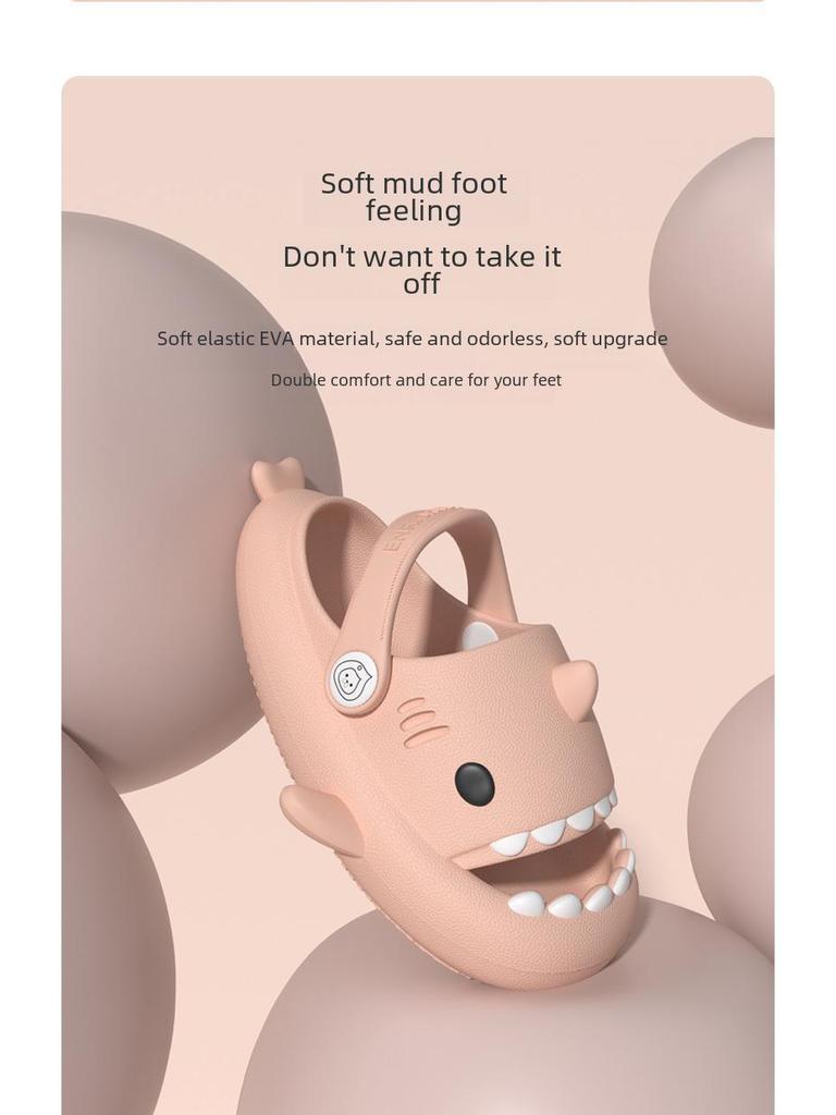 Нескользящие летние сандалии с рисунком акулы для детей - милые тапочки с защитой от столкновений для мальчиков и девочек