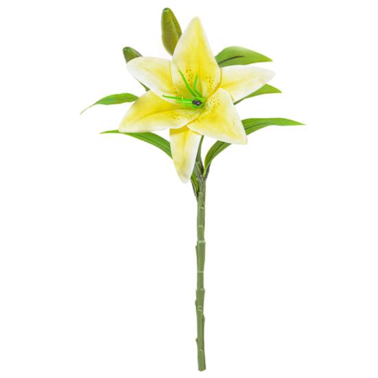 Искусственная ветка лилии со стеблем, зеленые листья, домашняя свадьба, вечеринка, искусственный цветок, цветочная композиция в помещении и на открытом воздухе