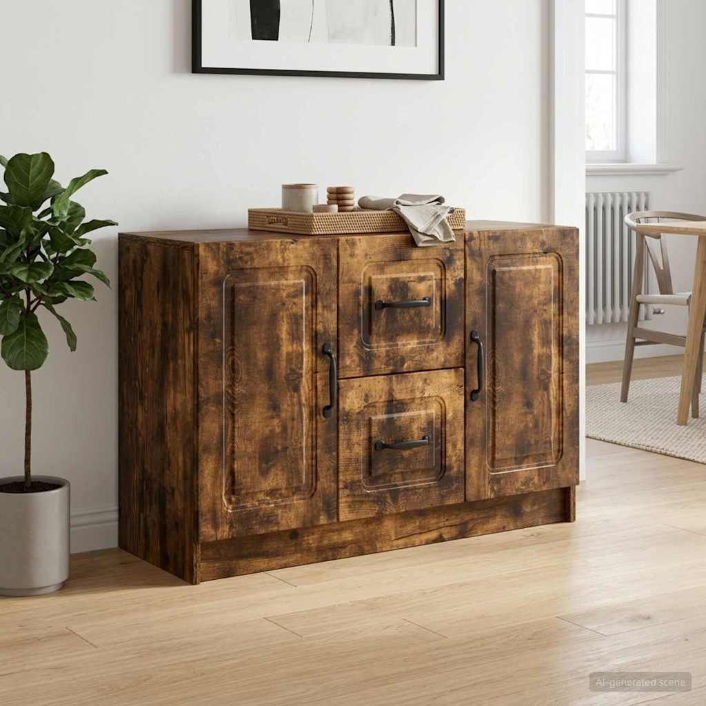 Sideboard Smoked Oak 89 x 34.5 x 57 cm Wood Based Material