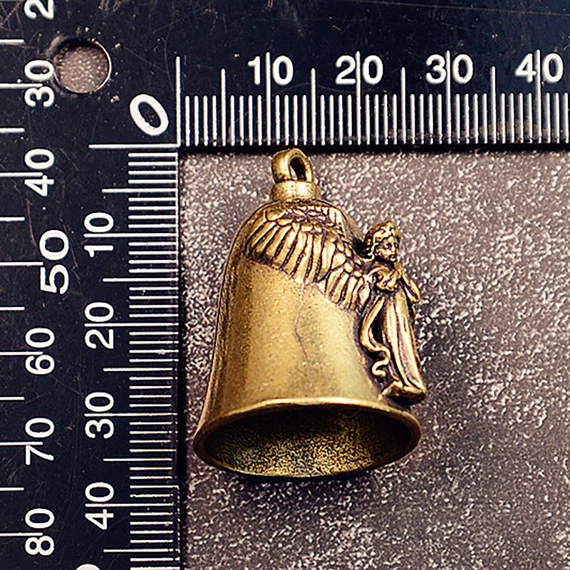 Латунный колокольчик в виде крыльев ангела-хранителя, брелок в виде мотоциклетного колокольчика, мужской байкерский амулет-экзорцист, приносящий удачу ювелирным изделиям