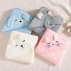 Newborn Cartoon Hooded Swaddle Blanket - Absorbent Coral Fleece for Spring & Autumn