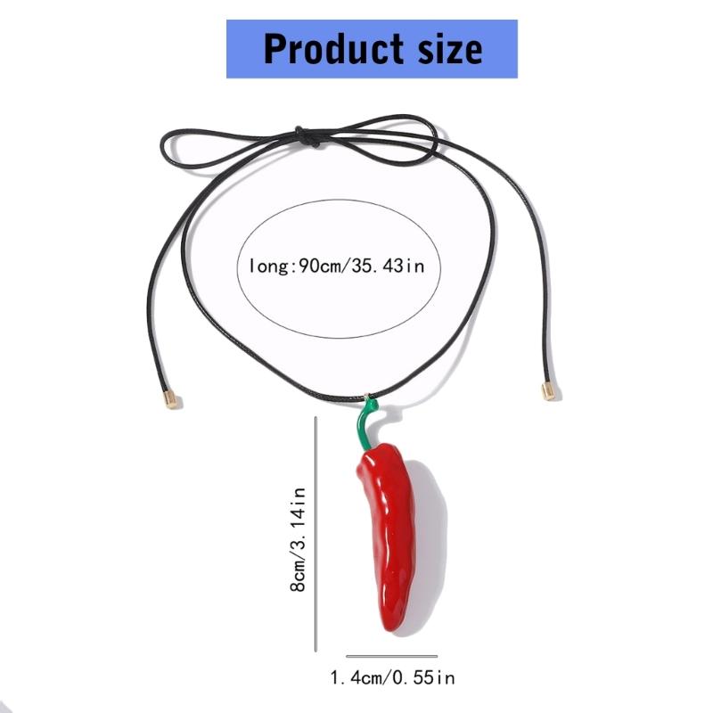Multipurpose Spicy Peppers Pendant Necklace Sturdy Resin Crafted Portable Fashion Accessory for Trendy Women Ladies