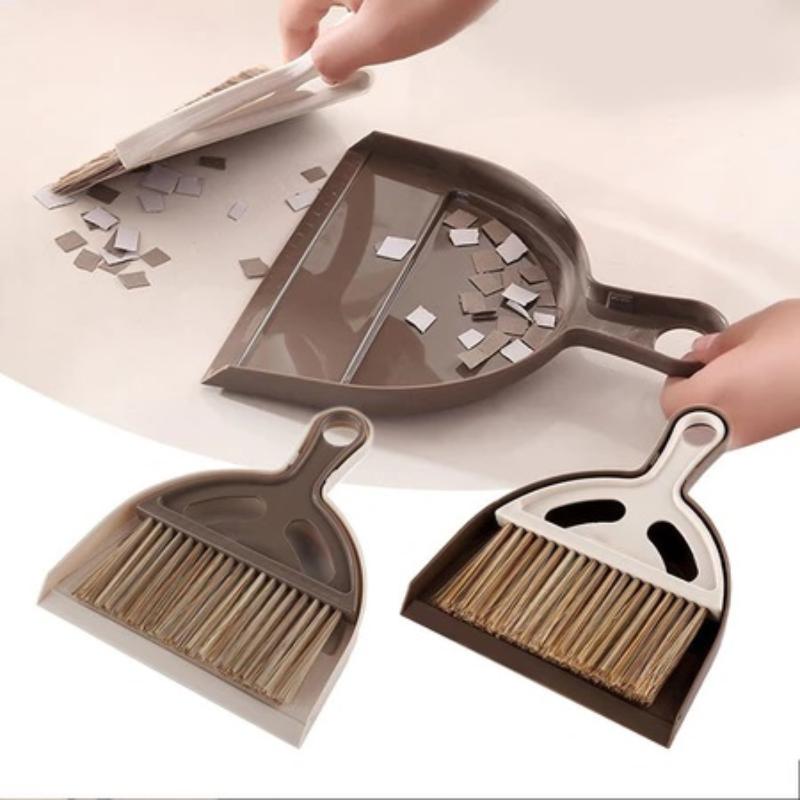 Portable Mini Desktop Sweeper Brush & Dustpan Set Durable Plastic Tool for Keyboard Car Cup Holder Home Desk