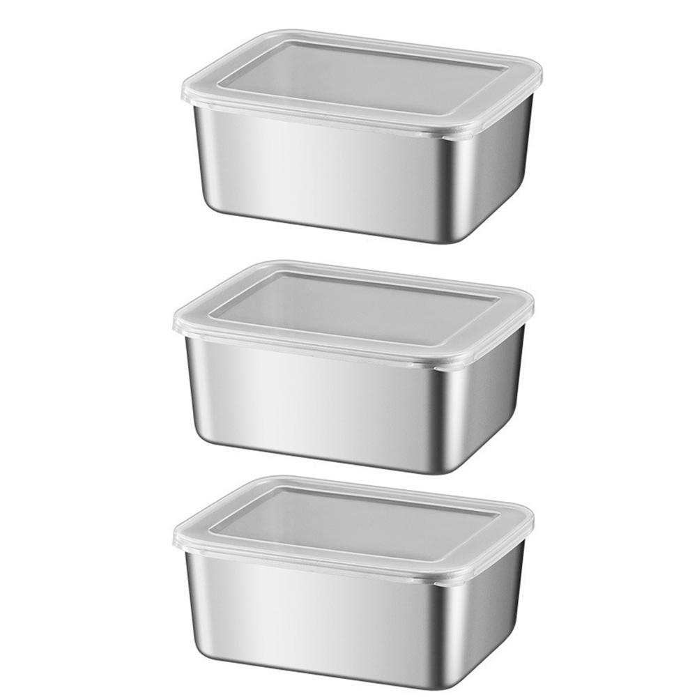 Контейнеры для хранения, коробка для хранения свежих продуктов из нержавеющей стали с крышкой, герметичная и штабелируемая герметичная коробка для пищевых продуктов, для кемпинга, пикника, школы и офиса