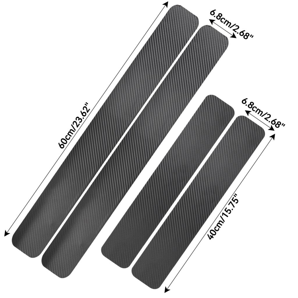 4Pcs 3D Universal Car Door Sill Carbon Fiber Sticker DIY Guard Strip Anti Kick Scratch Protection Pedal Film Pad Tape Waterproof Interior Mirrors 6