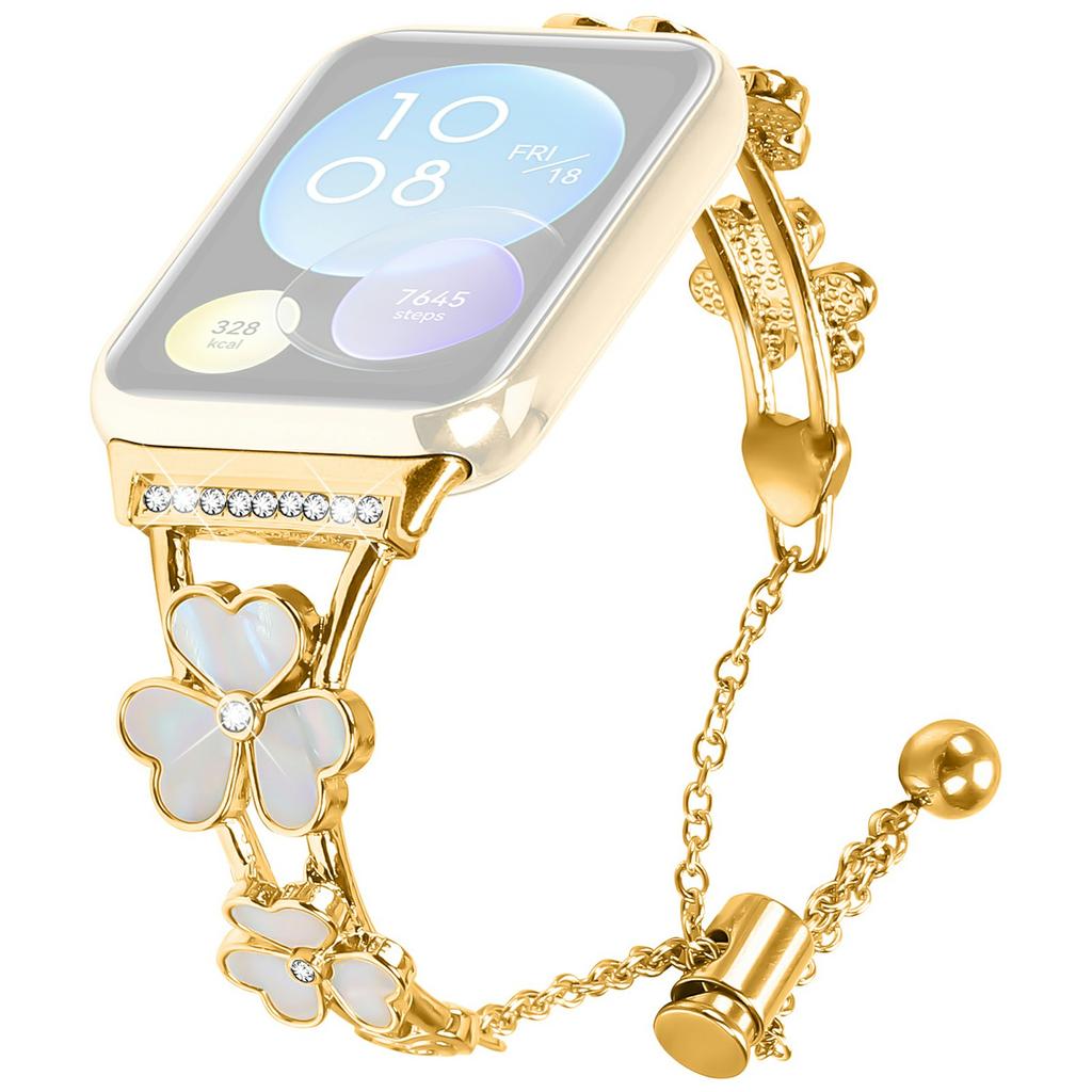 For Xiaomi Redmi Watch 4 Watchband Heart Clover Decor Zinc Alloy Metal Strap