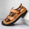 Летние сандалии, кожаная уличная мужская пляжная обувь, роскошные дышащие повседневные сандалии, мужская обувь для прогулок, нескользящие удобные тапочки