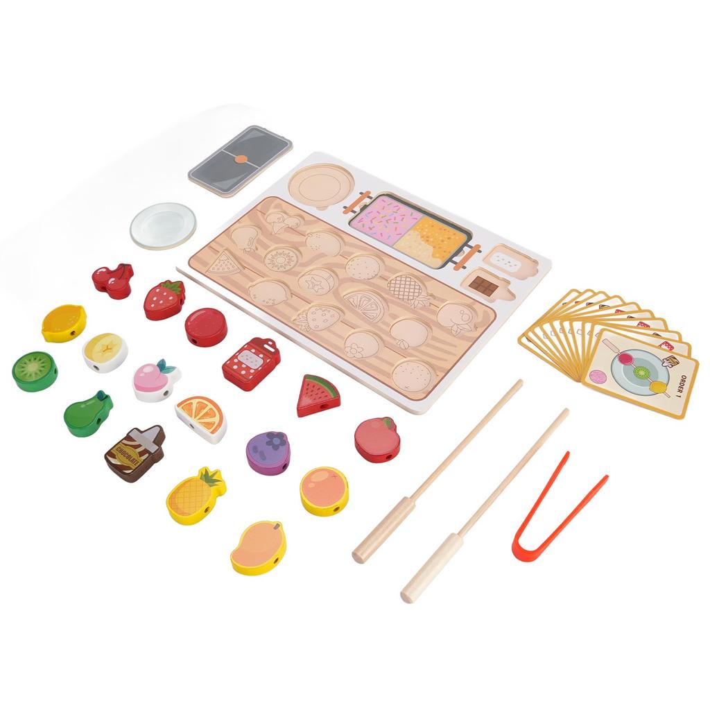 Деревянные игрушки-шампуры для фруктов, имитация деревянных фруктов, развивающие игрушки для детей