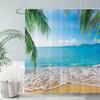 Allenjoy 72" x 72" Tropical Beach Shower Curtain Summer Seaside Scene Ocean Island Palm Tree Bathroom Decorations Curtain Durable Bathtub Showers