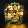 Moin Moin Dollhouse Miniature Handmade Kit Set Scale Antique Retro Flower Shop Cafe Coffee Shop Plant LED Light Acrylic Case Music Box 2408dh428 1/24