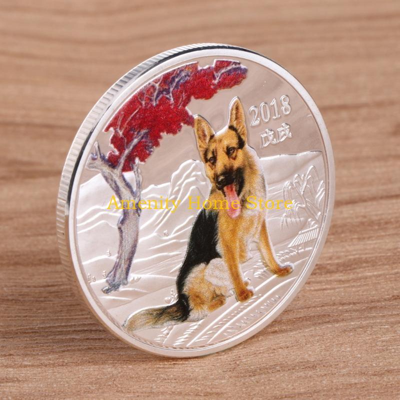 F26C 2018 Собака Новый год Памятная монета Подарок Сувенир Украшение Золотой Серебряный Щенок