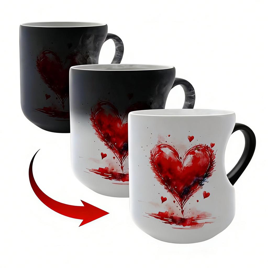 Heart-shaped Color-changing Ceramic Mug