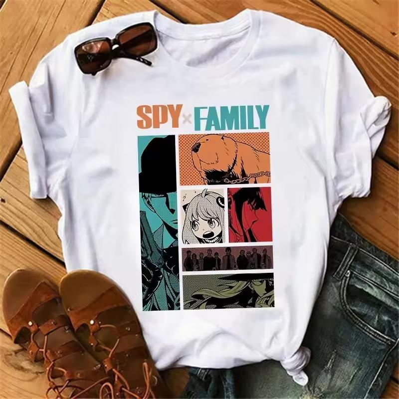 Аниме Spy X Family Футболка Женская Японская Мода Харадзюку Футболки с Коротким Рукавом Летние Топы Каваи О-Образный Вырез Женская Футболка Топ