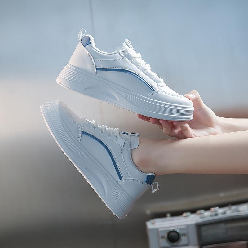 Новая женская обувь, корейская версия, весенние дышащие маленькие белые туфли с круглым носком, женская универсальная повседневная обувь для маффинов на толстой подошве