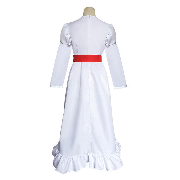 Annabelle Cosplay Costume, Horror White Dress Halloween Movie Character Outfit