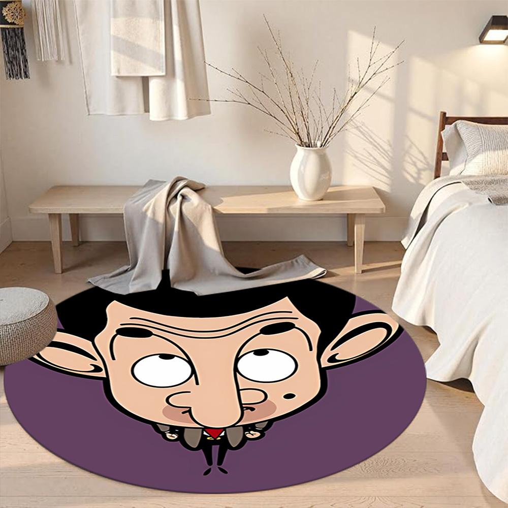 Mr. Bean Round Area Rug Perfect for Study room Living Rooms Dining Room Dormitory Antislip Round Carpet Office home decor Gift for Festivals