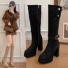 Retro Thick Heel High Heel Boots Women's Western High Boots Two Wear Knight Boots New Thin 2025 Suede Autumn and Winter