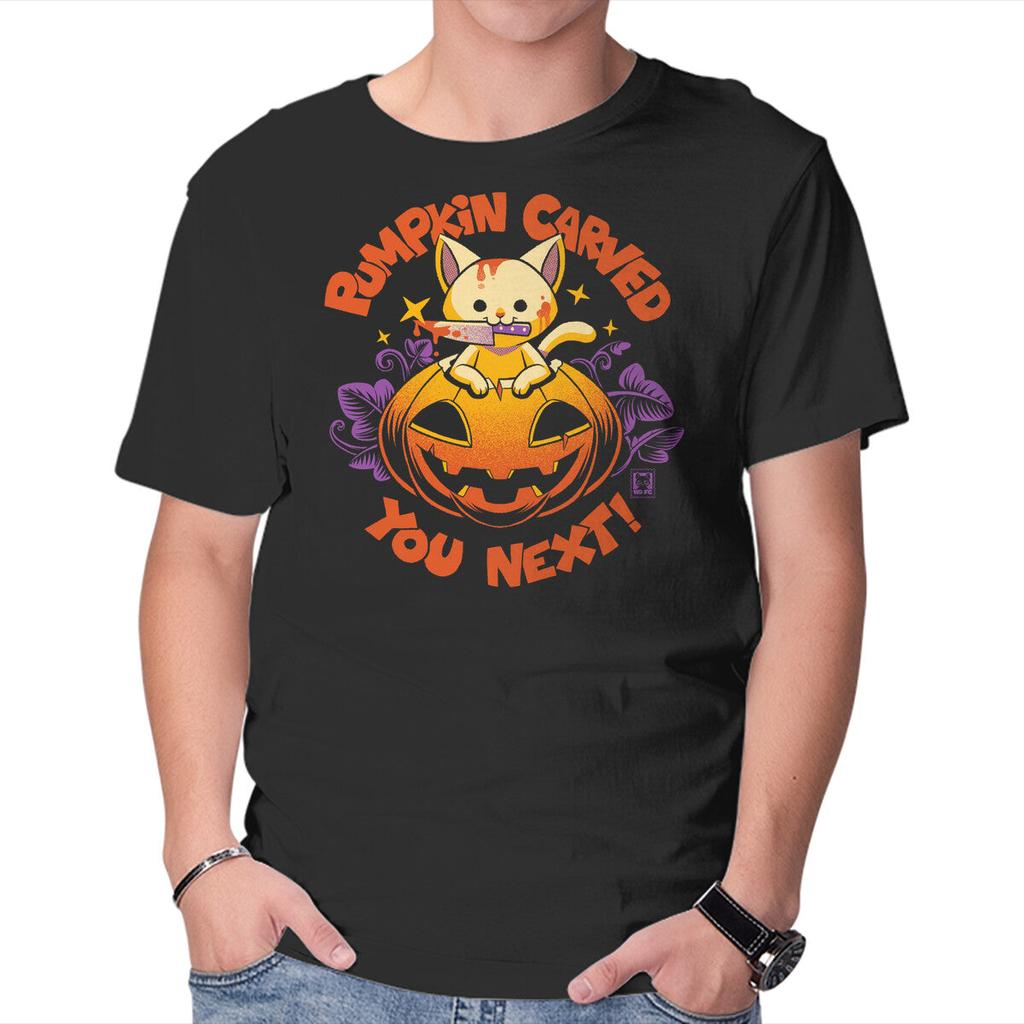 Unisex Crew Neck T-Shirt Pumpkin Carved You Next Graphic Short Sleeve Casual Tee