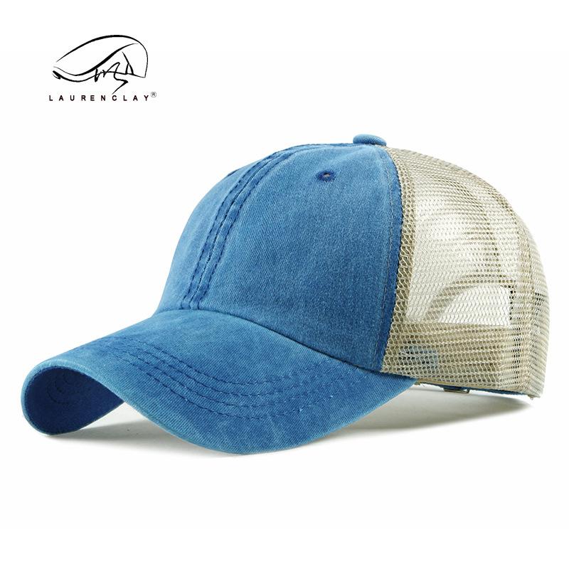 Spring and summer thin breathable mesh baseball cap men's fashion washed cotton cap sun protection visor beach