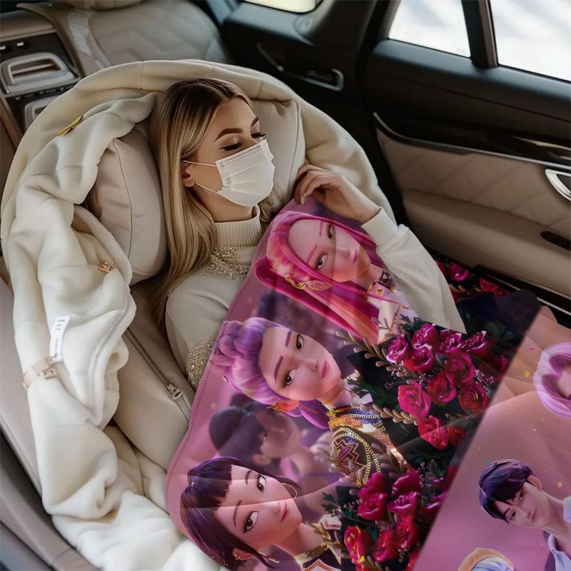 Плед с изображением демоноборца из K-Pop, горячей аниме-девушки, команды, фланелевый плед, теплый зимний плед для гостиной, дивана, кровати, подарок для фаната