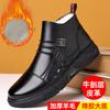 New Men's Leather Boots 2025 Men's Trendy Plush Winter Cotton Shoes Fashion British Style Boots Men's Shoes