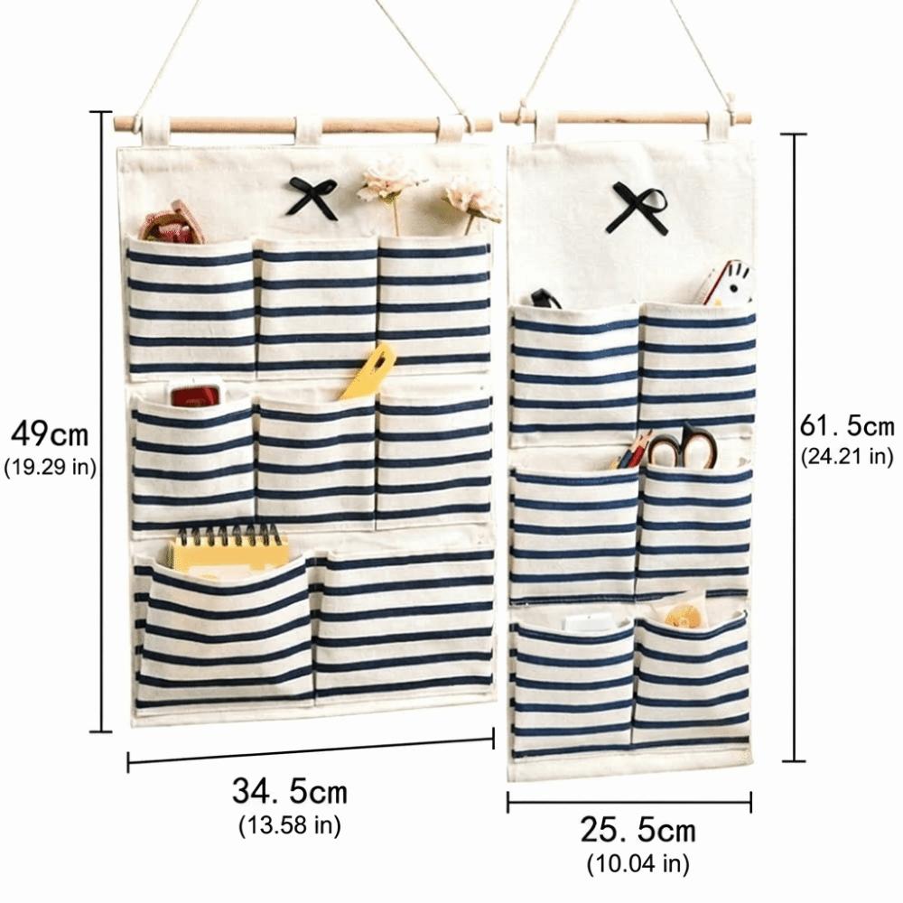 Striped Hanging Storage Bag 6/8 Pockets Multi-Pocket Organizer Dormitory Storage