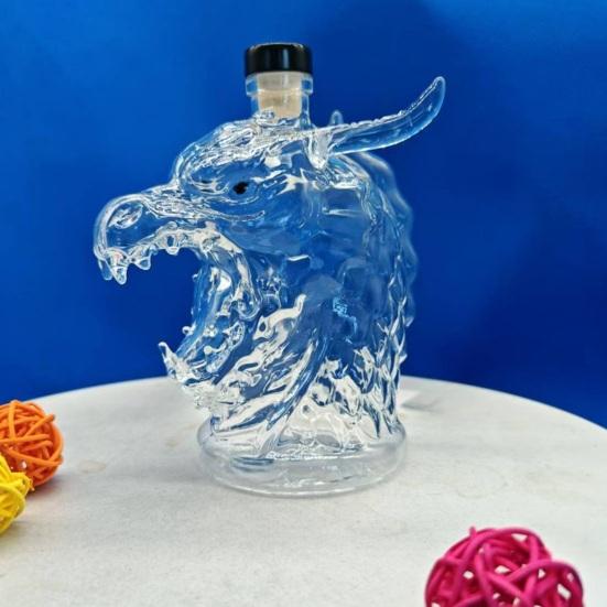 Хрустальный графин для виски в виде головы дракона с силиконовой пробкой 320 мл стеклянный диспенсер для ликера для бурбона текилы новинка арт барная посуда уникальный домашний декор