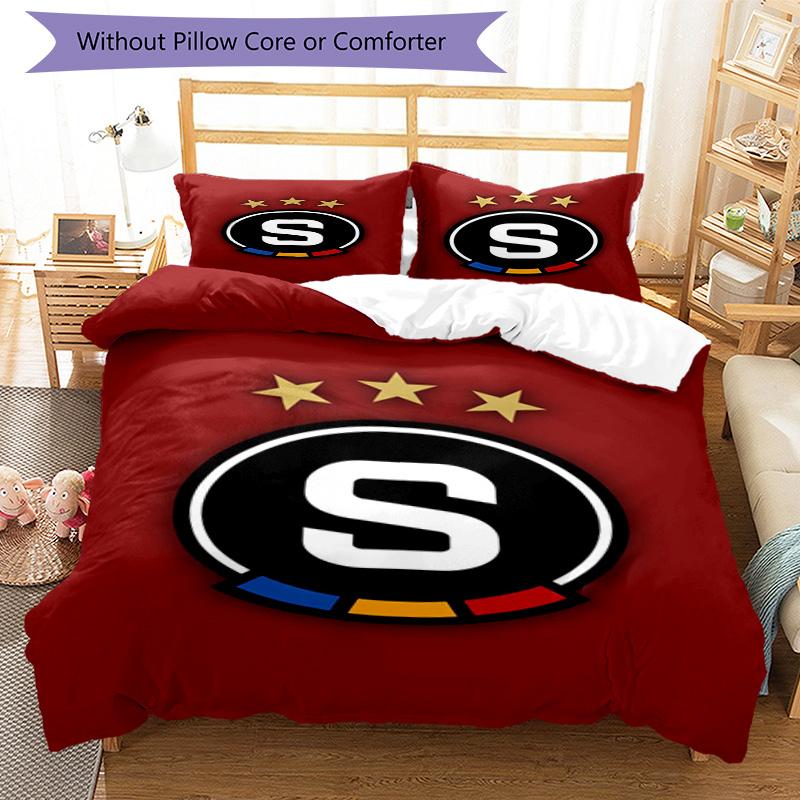 Star Soccer Emblem Printed Pattern Duvet Cover Set – includes 1 duvet cover and 2 matching pillowcases Bedroom decor Christmas gifts