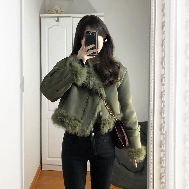 Imitation Fox Fur One-piece Motorcycle Clothing Women's Small Environmentally Friendly Woolen Coat Women