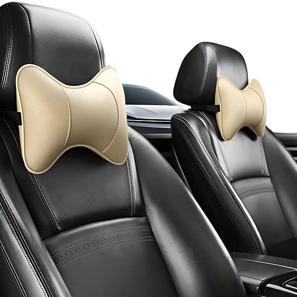 Mellbo Neck Car Memory Foam Neck Pillow for Ergonomic Pad, Cushion, Headrest, Driving, (Beige)