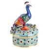 Peacock Figurine Hinged Jewelry Storage Box Desktop Zine Alloy Decoration Ornament
