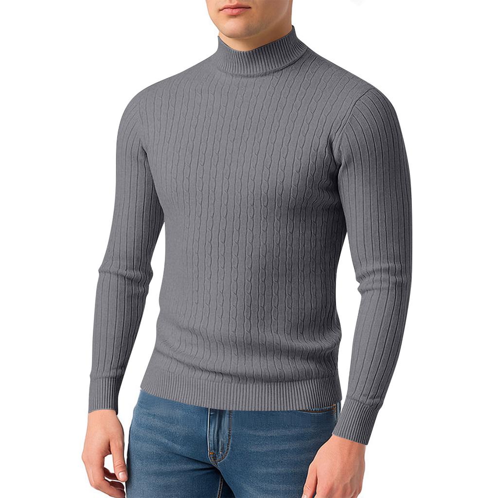 Men's Twisted Solid Color Sweater Men's Half Turtleneck Knitted Bottoming Shirt