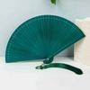 Chinese Style Solid Color Bamboo Fan Exquisite Elegant Handheld Fans  Hanfu Accessories