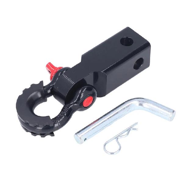 2" Shackle Receiver Recovery Shackle Block Double Hole Powder Coat RED Hitch Receiver Block Includes Hitch Pin D-Ring For SUV