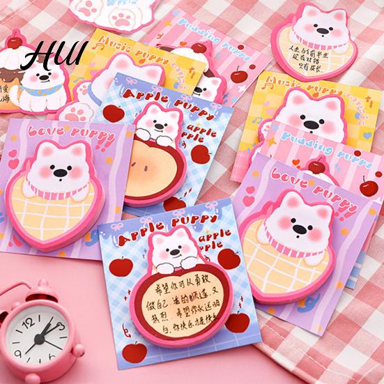 Cute Dog Shaped Notepads 4Pcs Cartoon Shape Note Pads Set Self-Adhesive Memo Eco-friendly Reusable Notes for Students Office Removable Reminders