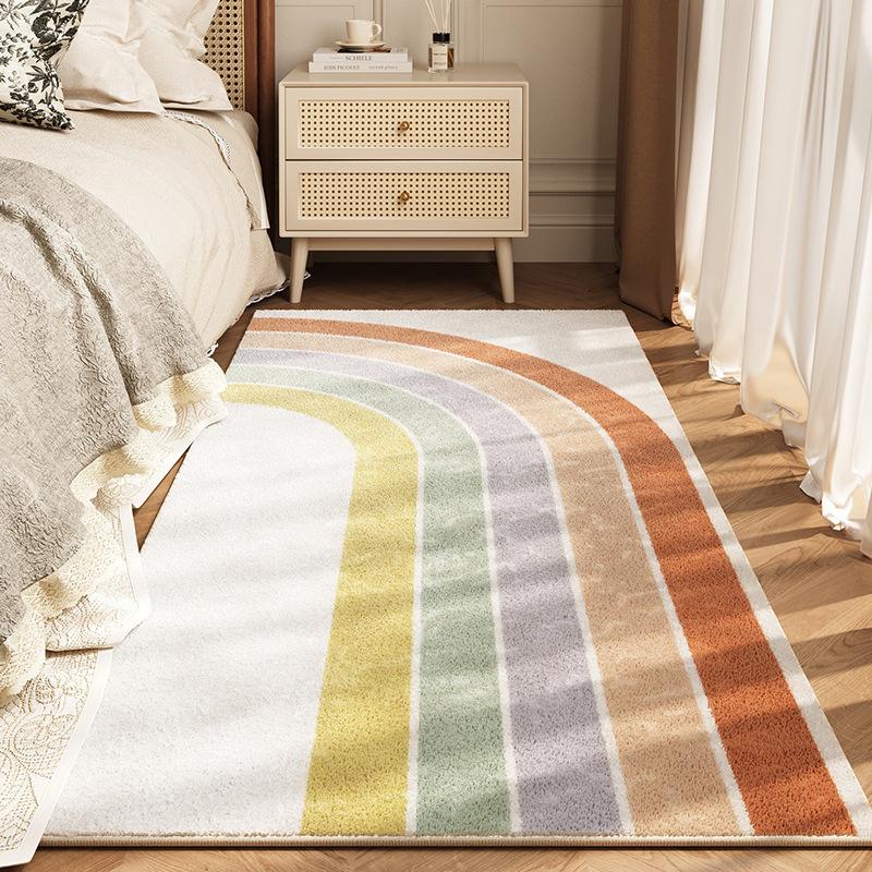 Rainbow Carpet Thickened Imitation Cashmere Cool Bedroom Bedside Blanket Household Dirt-resistant Non-slip Bay Window Mat