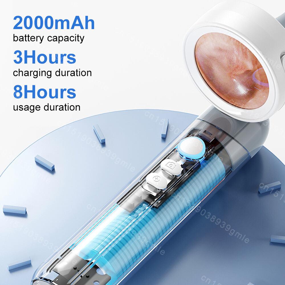 Ear Nose Visual Smart Endoscope Hd Camera Scope 1080P 1.38'' Wireless Portable Otoscope Cleaner with 12 Eartips for Adult Child