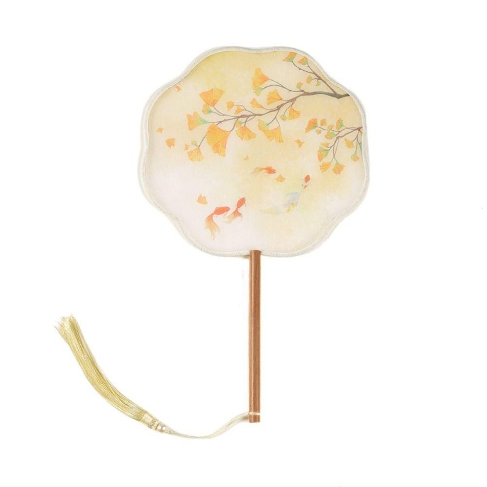 Ручной веер с вышивкой и кисточками, шелковый веер, классический китайский стиль, круглый веер, домашний декор