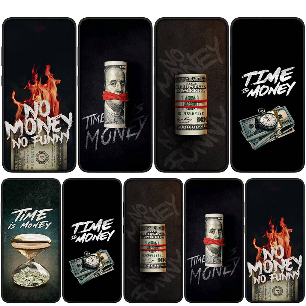 Чехол для iPhone 16 15 Xiaomi Redmi Note 14 13 12 11 Pro Max X 8 16e Samsung Galaxy S25 S24 S23 Moto OPPO Huawei Time is Money 100 Dollars Phone Case