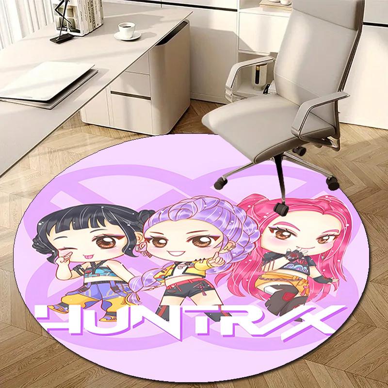 1pc KPop Demon Hunters3 Design Printed Area Round Carpet for Bedroom Living Room Home Decor Rugs Mat Non Slip Mat Rug for Bedside