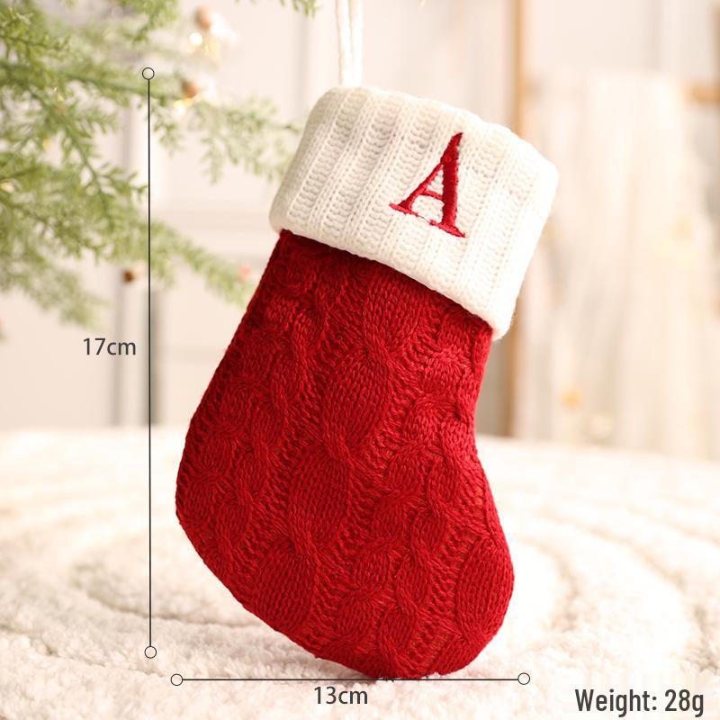 Вязаные рождественские чулки с 26 буквами - Праздничные украшения для подвешивания