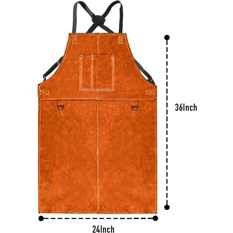 Кожаный фартук для сварки - жаропрочный и огнестойкий нагрудник, огнестойкий прочный фартук для барбекю