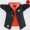 Boys Fall and Winter Warm Windproof Waterproof Jacket Lining Thickened 2 Sides Wear Jacket