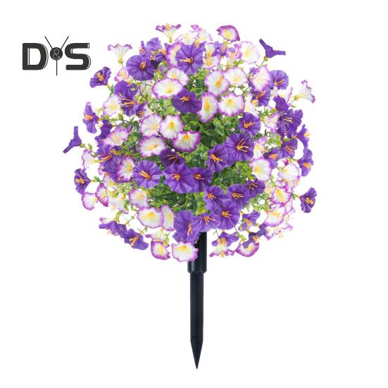 Искусственные цветы ипомеи, искусственный куст ипомеи с колышком для установки в грунт, реалистичная искусственная зелень, кустарники для улицы, для дома, для фермерского дома, для крыльца, для патио