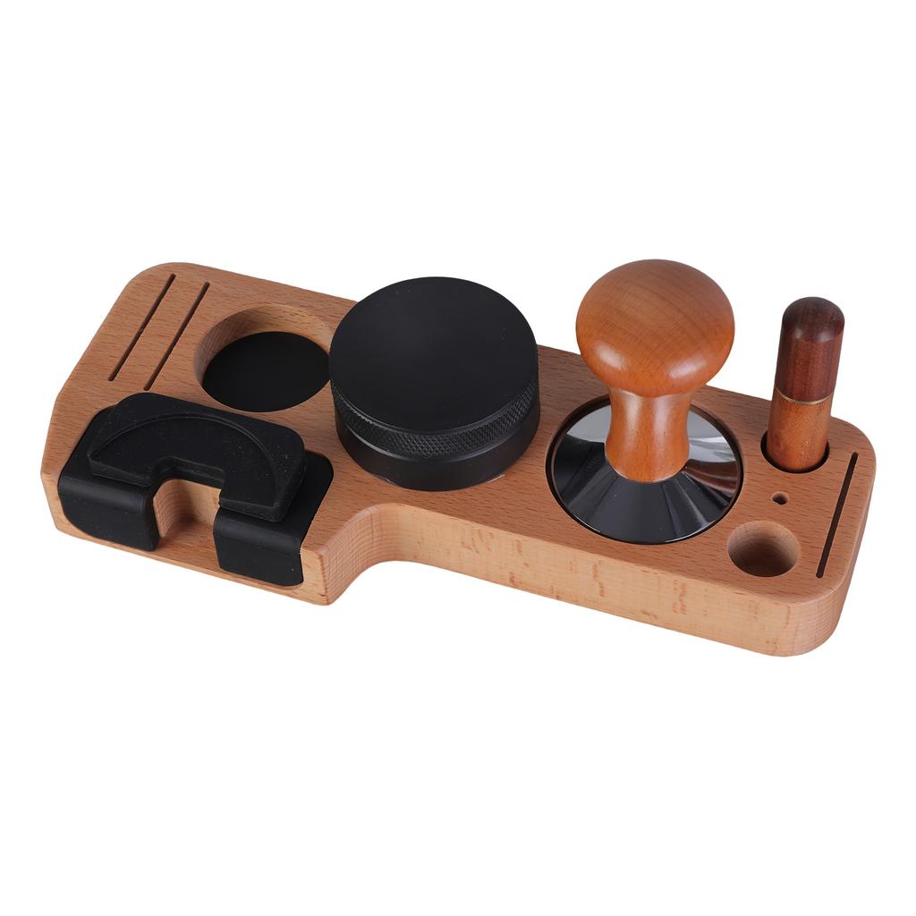 Complete Barista Espresso Tamping Stand Set with Coffee Tamper and Stirrer for Kitchen Counters and Cafes