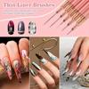 5Pcs French Stripe Nail Art Liner Brush Set Pink Tips Ultra-thin Line Drawing Pen Carved UV Gel Painting Brushes Manicure Tools