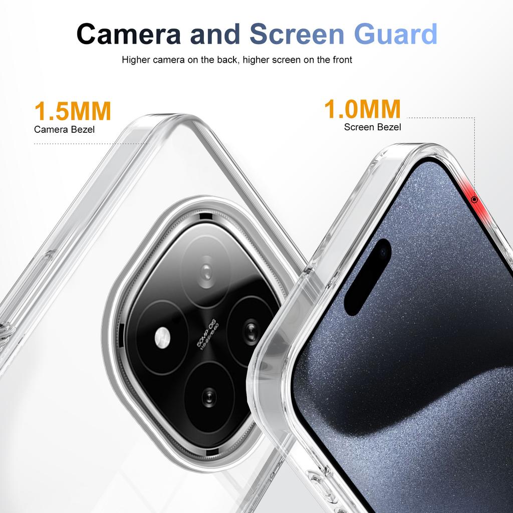 Подходит для Xiaomi Redmi note14Pro противоскользящий чехол для мобильного телефона Redmi 14C прозрачный A3 противоударный POCOX6 защитный чехол