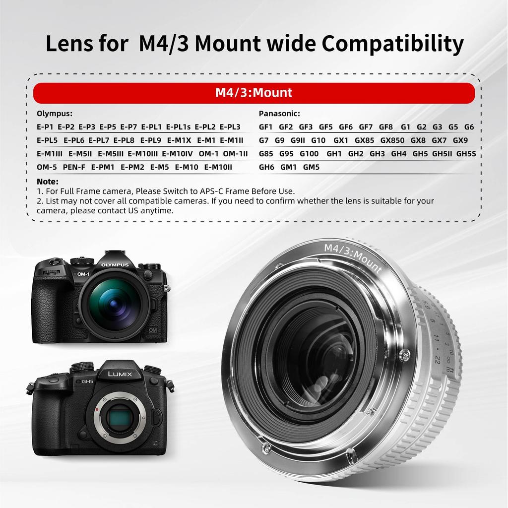 Pergear 25mm Large Aperture Manual Camera Compact and Ideal for Everyday Street and Landscapes F1.7 APS-C Lens, Lightweight, Photography, Portraits,