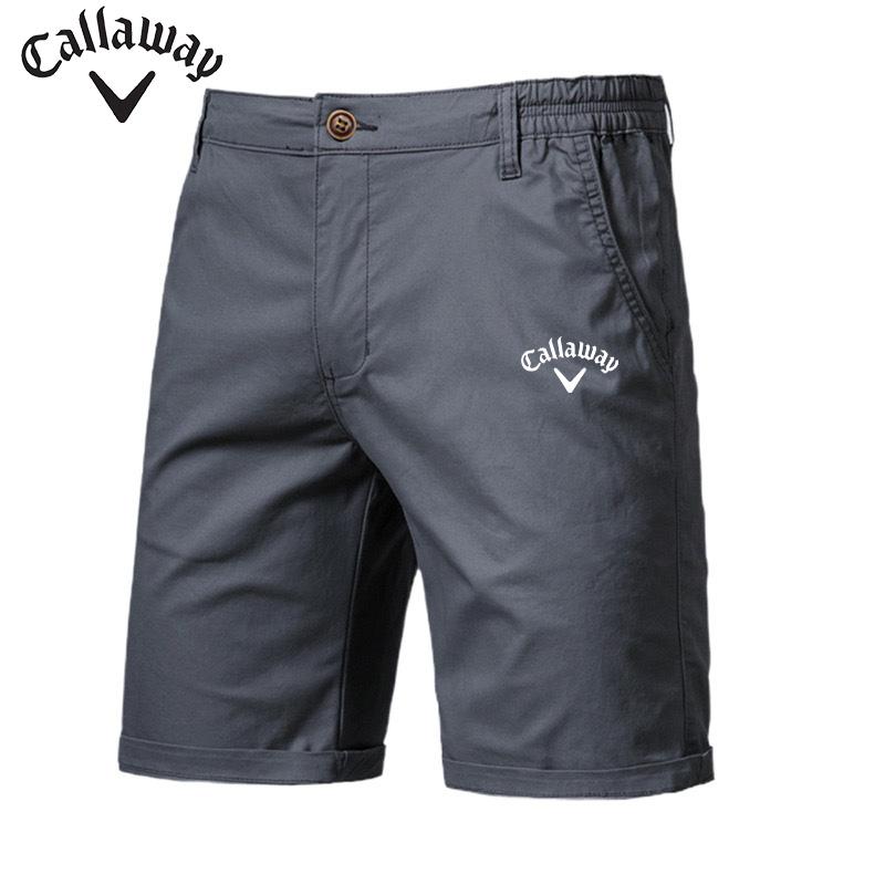 Вышитые летние хлопковые однотонные шорты Callaway для мужчин, высококачественные повседневные деловые пляжные шорты с эластичной резинкой на талии